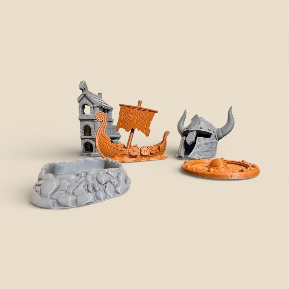 Viking‎ Reptile Terrarium Décor Set Helmet Hide Tower Shield & Stone Dish